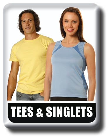 T-shirts and singlets, Kids, Ladies, Mens Cool Dry , Breathable, 100% cotton. Huge range of Colours